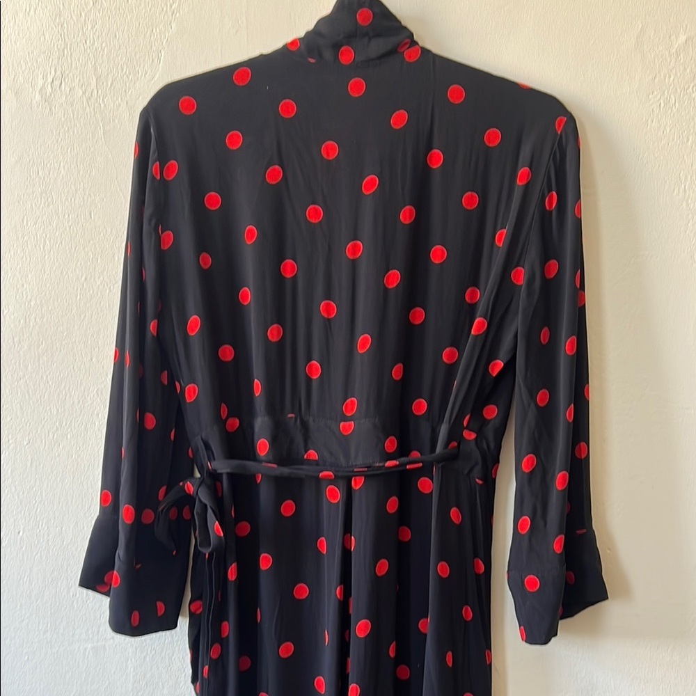 Ganni Black and Red Cowl Neck Wrap Dress - Picture 6 of 8